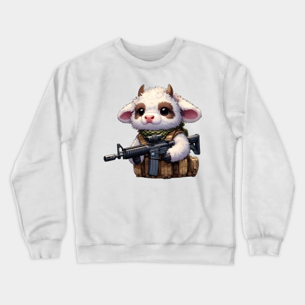 Fluffy Cow Crewneck Sweatshirt by Rawlifegraphic